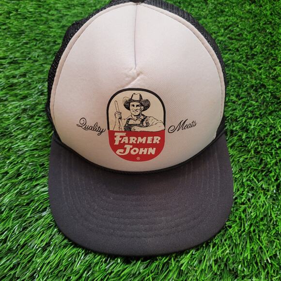 VTG 80s Farmer John Trucker Hat LA Dodgers Dodger Dog Promo Snapback - Picture 1 of 6